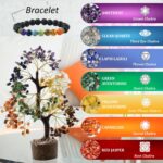 Seven Chakra Healing Crystal Tree Kit with 7 Chakra Bracelet and 2 Pendant Necklace - Gemstones Money Bonsai Tree Decor for Spiritual Good Luck Gift, Birthday Gift for Women, Men, Home, Office - Image 2