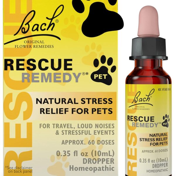 Bach RESCUE REMEDY PET Dropper 10mL, Natural Stress Relief, Calming for Dogs, Cats, & Other Pets, Homeopathic Flower Essence, Thunder, Fireworks, Travel, Separation, Sedative-Free