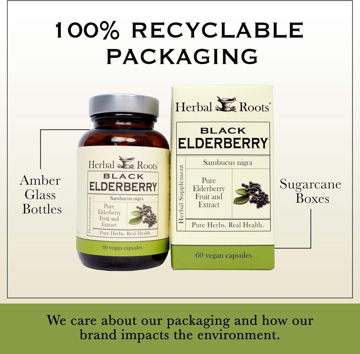 Herbal Roots Organic Black Elderberry Capsules | Max Strength | Made with Organic Sambucus | 60 Vegan Capsules - Image 5