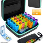 Monthly Pill Organizer 3 Times a Day, with Portable Hard Shell, Pill Cutter, 31-Day Box, Plastic Opening Pick, Monthly & Weekly Stickers, Convenient Medication Management (3 Times a Day)