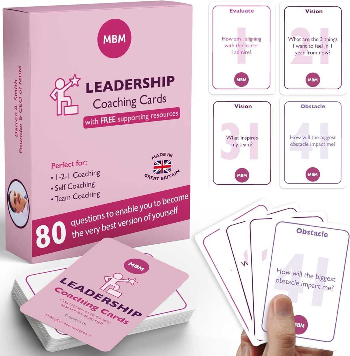 MBM 80 Leadership Coaching Cards. Confidence Building Flash Cards, Emotional Intelligence Conversation Starters & Coaching Tools for Managers - Image 1