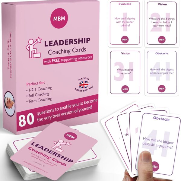 MBM 80 Leadership Coaching Cards. Confidence Building Flash Cards, Emotional Intelligence Conversation Starters & Coaching Tools for Managers