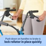 Medline Mobility Dependable Steel Rollator Walker, Light Blue, 300 lb. Weight Capacity, 6” Wheels, Adjustable Handle, Padded Seat & Backrest, Rolling Walker for Seniors and Mobility Impaired - Image 6