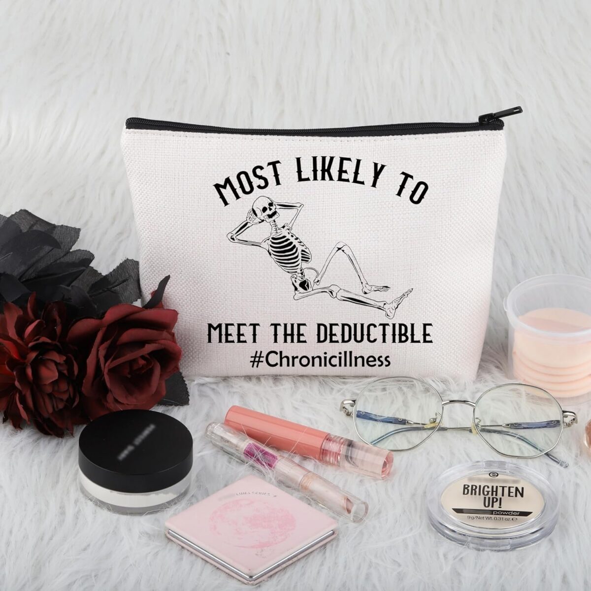 PWHAOO Chronic Illness Inspired Gift Invisible Illness Spoonie Makeup Bag Warrior Cosmetic Bag Insurance Deductible Sarcasm Gift (Invisible Illness Spoonie M) - Image 4