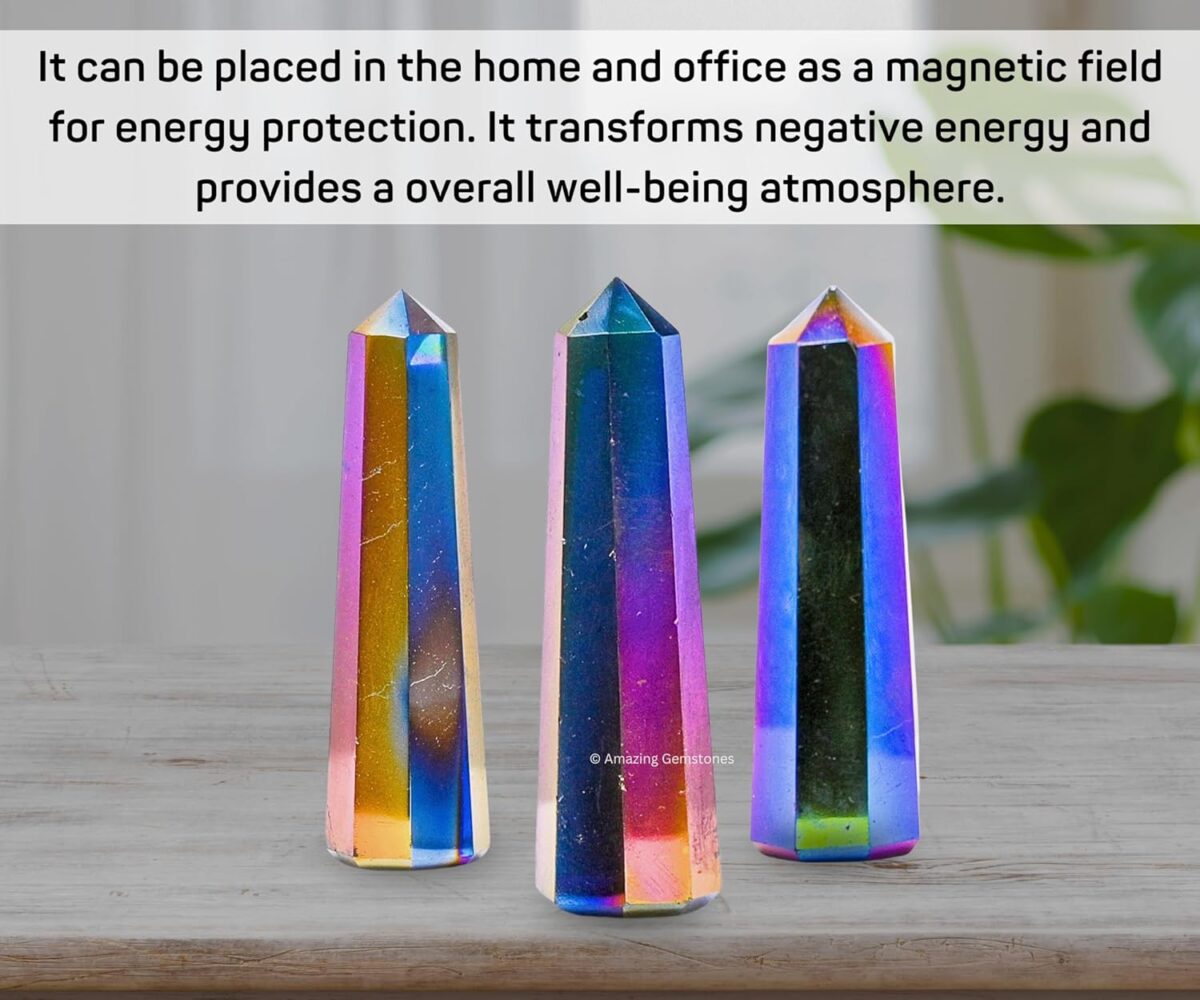 Titanium Aura Quartz Crystal Towers ~ Natural Healing Crystal Point Obelisk for Reiki Healing and Crystal Grid (2" to 3" INCH) - Image 6