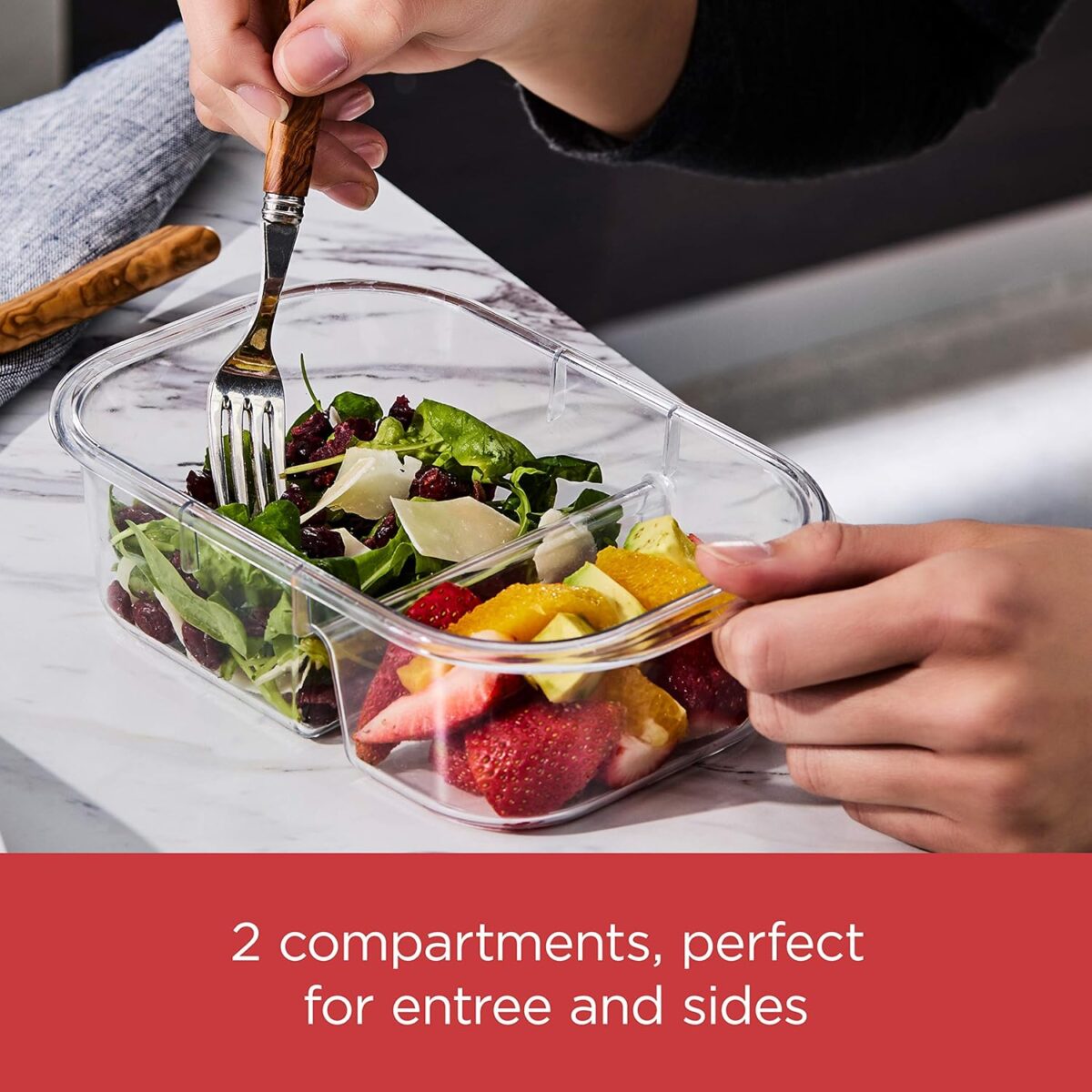 Rubbermaid Brilliance Meal Prep Containers, 2-Compartment Food Storage Containers, 2.85 Cup, 5-Pack - Image 7