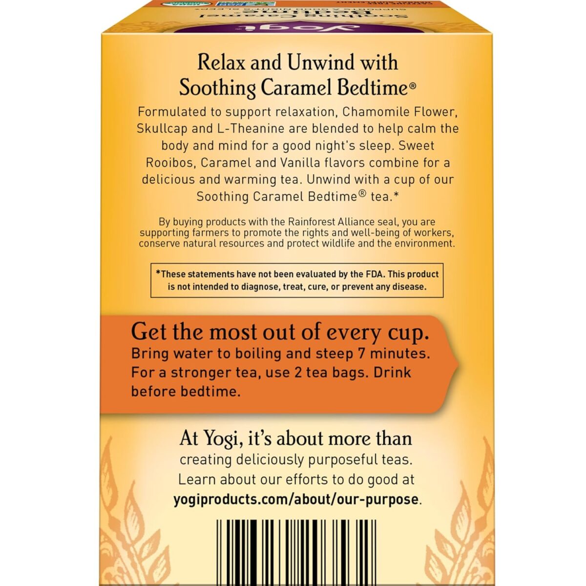 Yogi Tea Soothing Caramel Bedtime Tea - 16 Tea Bags per Pack (4 Packs) - Calming Sleep Tea - Supports Good Sleep - Includes Chamomile Flower, Rooibos Leaf, Roasted Chicory Root & More - Image 2