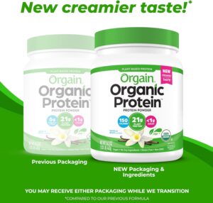 Orgain Organic Vegan Protein Powder, Vanilla Bean - 21g Plant Based Protein, 4g Prebiotic Fiber, No Lactose Ingredients, No Added Sugar, Non-GMO, For Shakes & Smoothies, 1.02 lb (Packaging May Vary) - Image 3