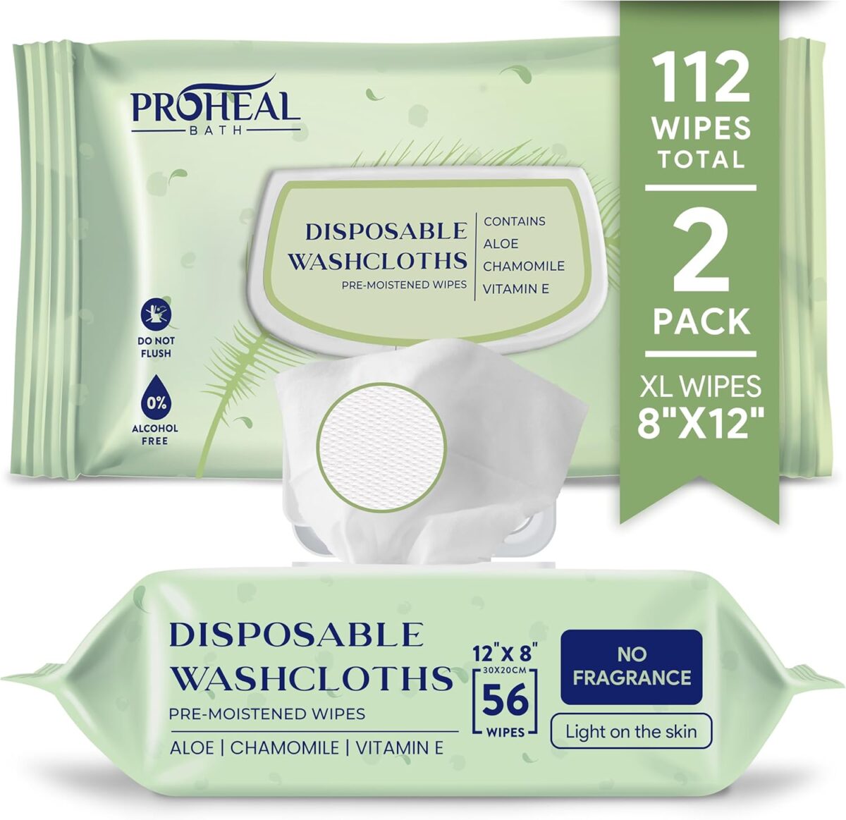 X Large Wet Wipes for Adults - 2 Packs of 56 [112 Count] Disposable Incontinence Wipes, 12" x 8" Adult Wipes for Elderly - Personal Body Wipes for Women and Men, Pre Moistened Adult Washcloths - Image 1