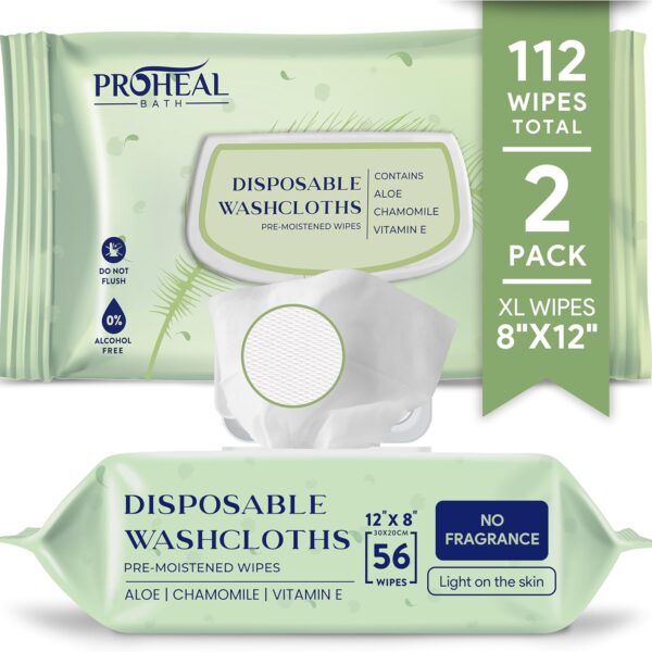 X Large Wet Wipes for Adults - 2 Packs of 56 [112 Count] Disposable Incontinence Wipes, 12" x 8" Adult Wipes for Elderly - Personal Body Wipes for Women and Men, Pre Moistened Adult Washcloths