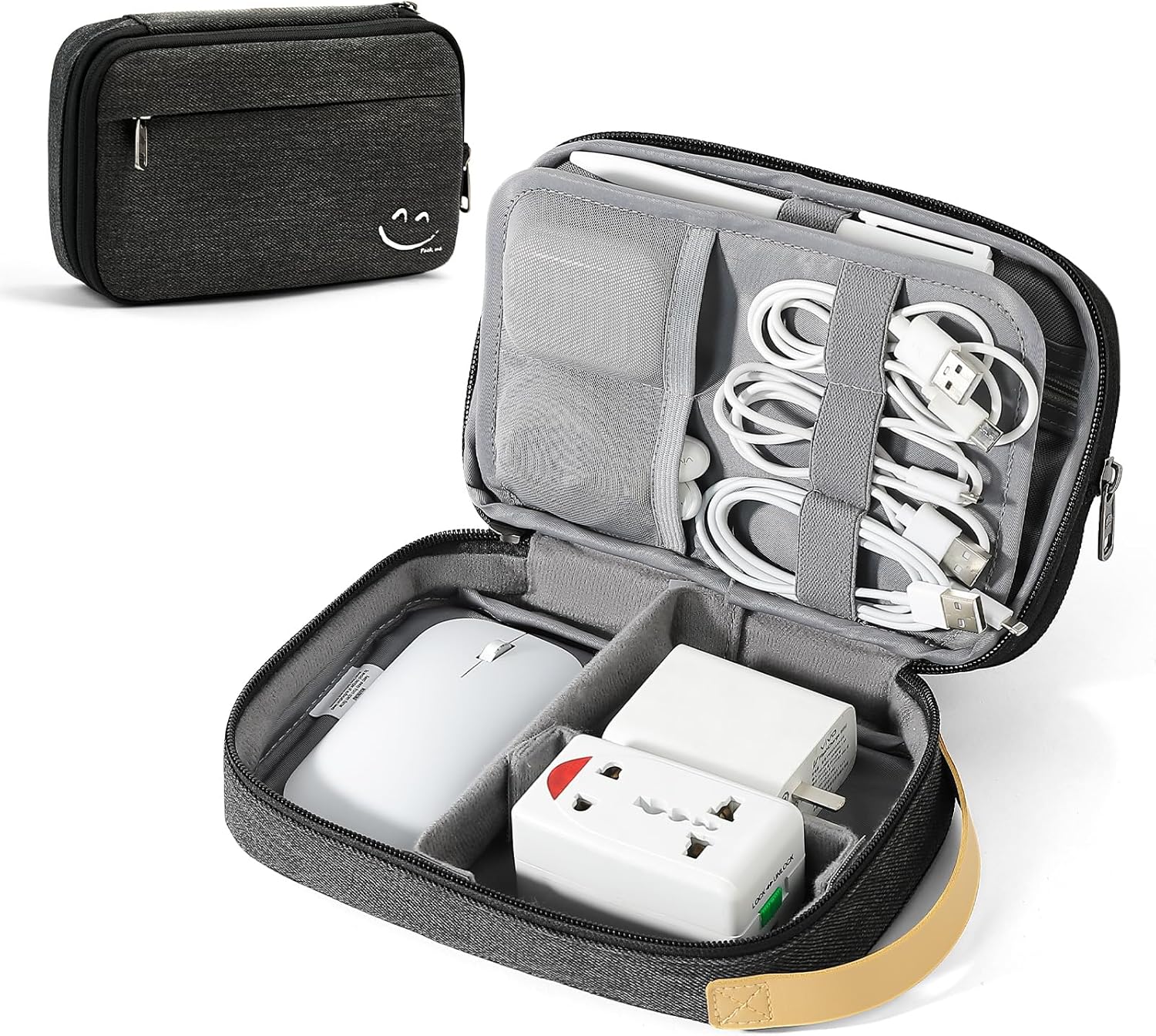 81iT8xSCDYL._AC_SL1500_.jpg Travelkin Cord Organizer Travel, Electronic Organizer Travel Case, Cable Organizer Bag For Cords,Chargers Phone, Sd Card,Usbs (Black) - Image 1