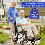 Carex Transport Wheelchair With 19 inch Seat, Folding Transport Chair with Foot Rests, Foldable Lightweight Wheelchair Foldable for Storage and Travel - Image 2