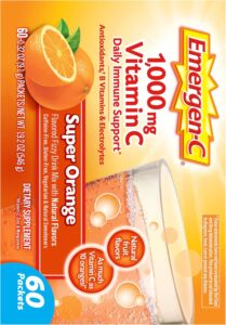 Emergen-C 1000mg Vitamin C Powder for Daily Immune Support Caffeine Free Vitamin C Supplements with Zinc and Manganese, B Vitamins and Electrolytes, Super Orange Flavor -60 Count(Pack of 1) - Image 7