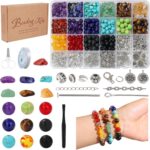 Raicegs Chakra Beads for Jewelry Making Real Natural Stone Beads for Bracelets Making Kits Healing Crystals DIY Gemstone for Necklace Earring Making