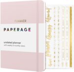 PAPERAGE Undated Weekly & Monthly Hardcover Planner (Blush), 5.7 in x 8 in, Includes Dotted Note Pages & 8 Sticker Sheets