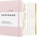 PAPERAGE Undated Weekly & Monthly Hardcover Planner (Blush), 5.7 in x 8 in, Includes Dotted Note Pages & 8 Sticker Sheets