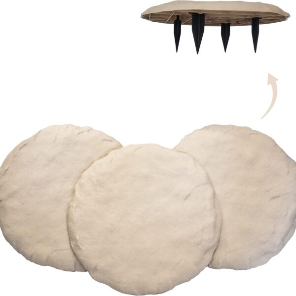 Ei Circular 15.5” Stepping Stones with Ground Stakes - Home or Garden Step Stones for Outdoor Walkway or Pathway Pavers - Resin Material (4, Beige Limestone)