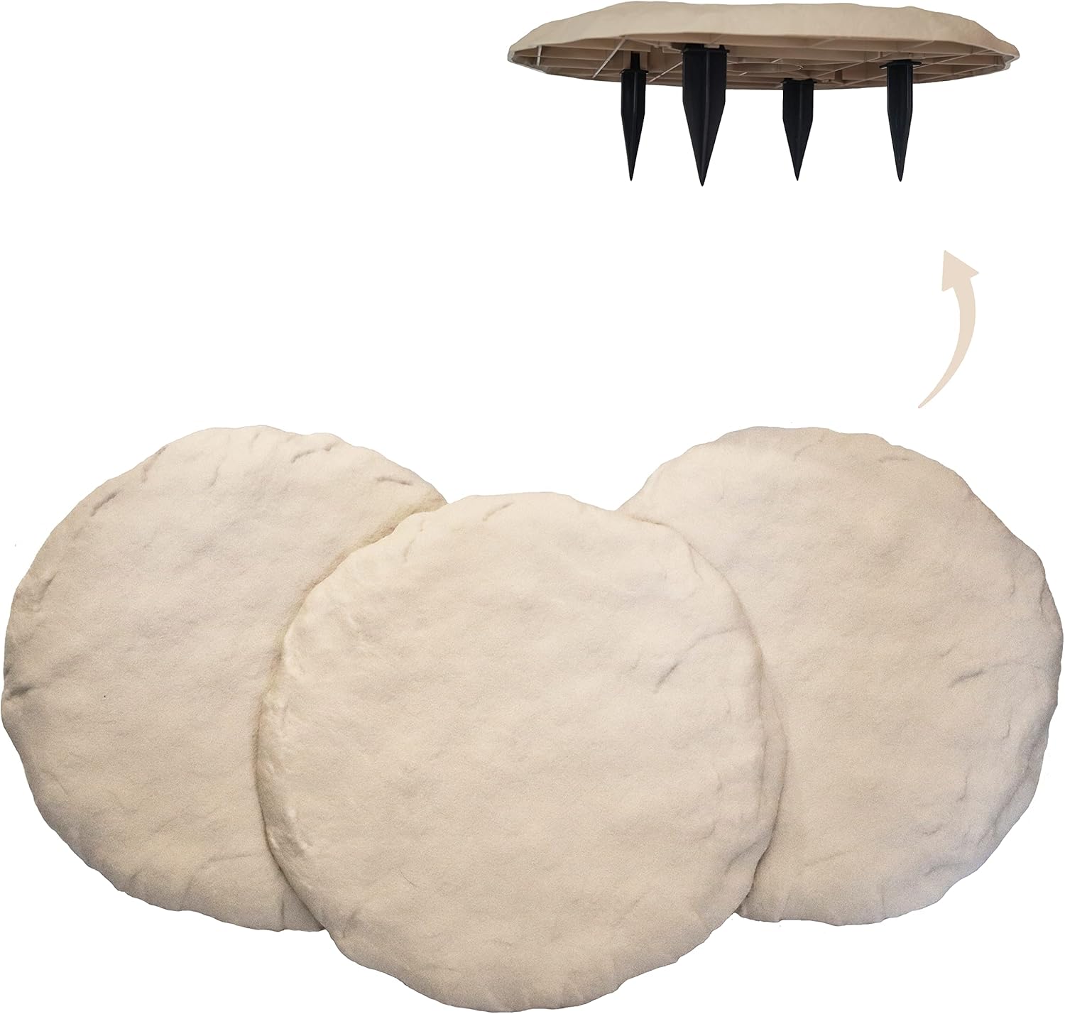 81kB8hu1nzL._AC_SL1500_.jpg Ei Circular 15.5” Stepping Stones with Ground Stakes - Home or Garden Step Stones for Outdoor Walkway or Pathway Pavers - Resin Material (4, Beige Limestone) - Image 1