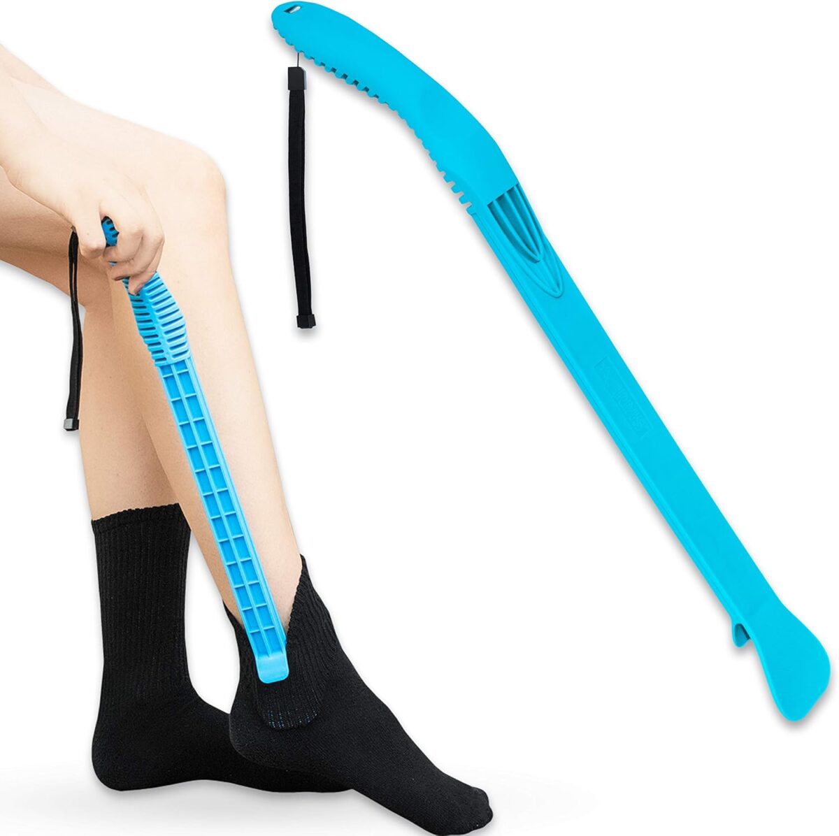 RMS Compression Stocking or Sock Aid for Removing Socks or Light to Medium Compression Hosiery for Men or Women with Arthritis or Limited Mobility (Blue) - Image 1