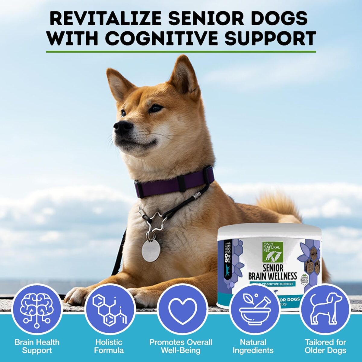 ONLY NATURAL PET Senior Brain Wellness Dog Chews - Small, Medium & Large Breeds, Toothless & Geriatric Dogs, Soft Chicken & Bacon Flavor Snacks, Baked Treats - 60 Count - Image 3