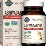 Garden of Life Organics Ashwagandha Stress, Mood & Energy Support Supplement with Probiotics & Ginger Root for Digestion - Vegan, Gluten Free, Non GMO – 2 Month Supply, 60 Tablets