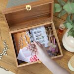 DRASTAR Keepsake Box, Wooden Box with Hinged Lid, Large Memory Box, Acacia Wooden Storage Box, Decorative Wooden Box with Lids, Treasure Box for Crafts, Photo Storage Box - Image 3