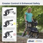 Drive Medical Nitro Sprint Foldable Rollator Walker with Seat, Standard Height Lightweight Rollator with Large Wheels, Folding Rolling Walker, Walker Rollator with Seat, Black - Image 3