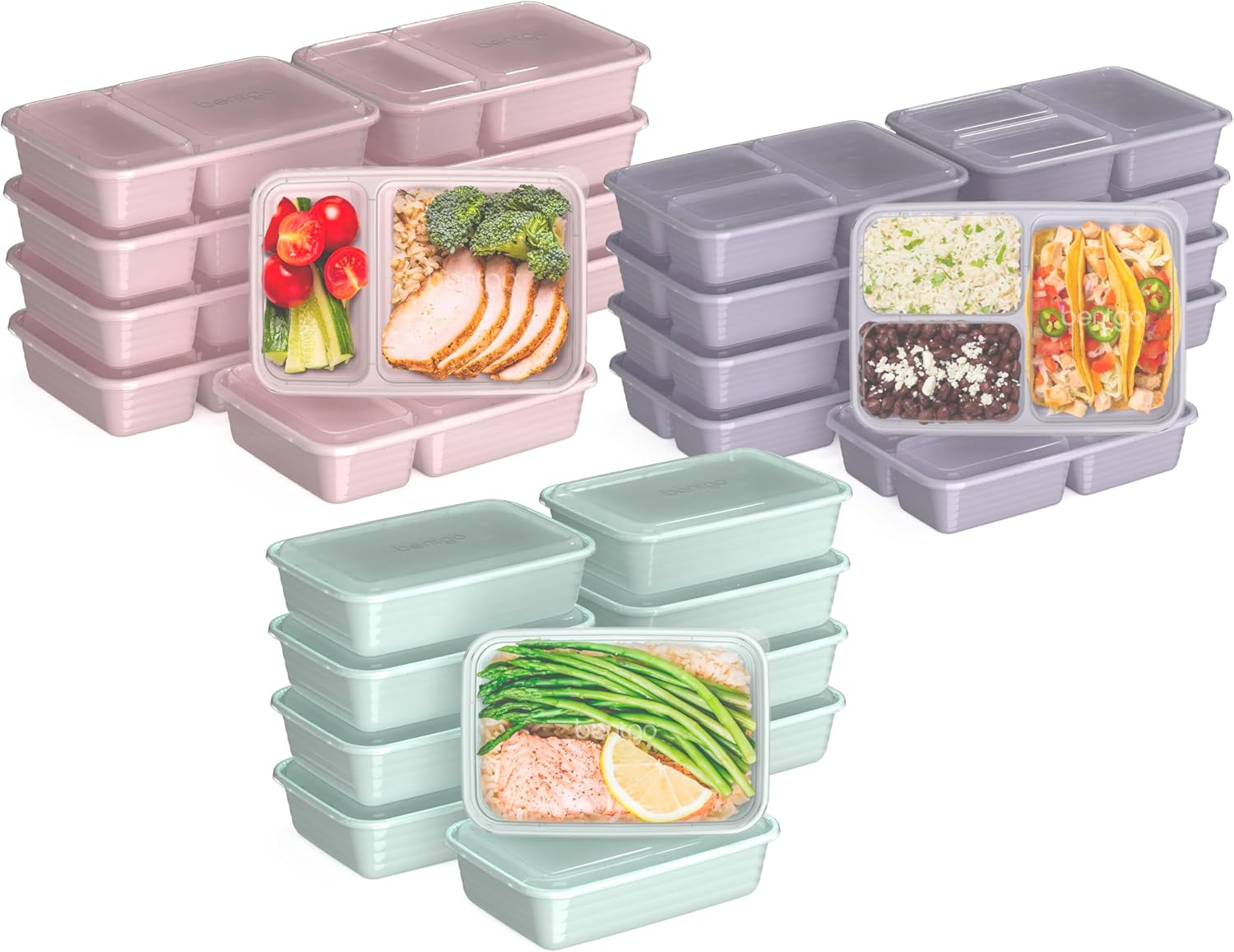 81lOTgPhtpL._AC_SL1500_.jpg Bentgo Prep 60-Piece Meal Prep Kit - Reusable Food Containers 1-Compartment, 2-Compartment, & 3-Compartments for Healthy Eating - Microwave, Freezer, & Dishwasher Safe (Floral Pastels) - Image 1