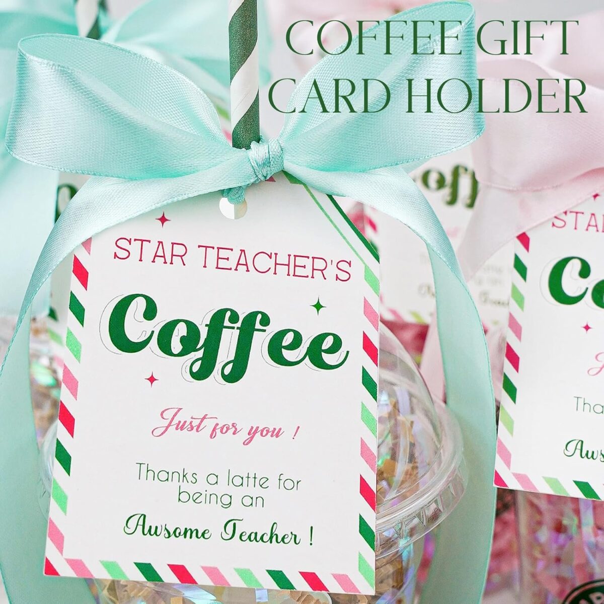 Teacher Gifts - Teacher Appreciation Gifts - 6 Pack Coffee Gift Card Holder with Cards - Teacher Survival Kit Thank You Gifts for Women Men Her Him End of Year Back to School Birthday Christmas - Image 4