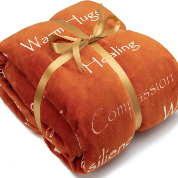 Chanasya Premium Sympathy Warm Hugs Gift Throw Blanket - Healing Gift Cancer Chemo Survivor Get Well Caring Gifts - Comfort Gift Blanket for Love Support Strength -Women Men Friend Grandma - Orange