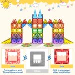 60 PCS Magnetic Building Tiles - Kids STEM Magnetic Blocks Sensory Toys Games for Boys & Girls Aged 3+, Brain Development Preschool Kindergarten Toddler Toys - Image 3