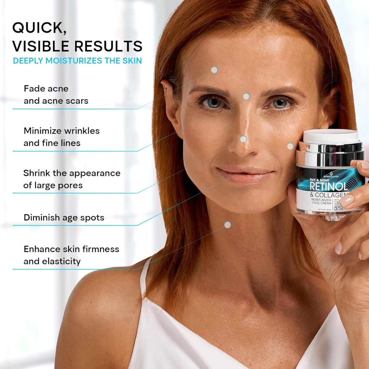 REMEDIAL PAX Face Moisturizer Retinol Cream, Anti Aging Neck Firming Cream, Collagen Day & Night Face Cream with Hyaluronic Acid for Women & Men, 1.85 Fl Oz - Image 2