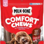 Milk-Bone Mini Comfort Chews, Rawhide Free Dog Treats with Unique Chewy Texture and Real Beef, 6 Mini Chews (Pack of 5)