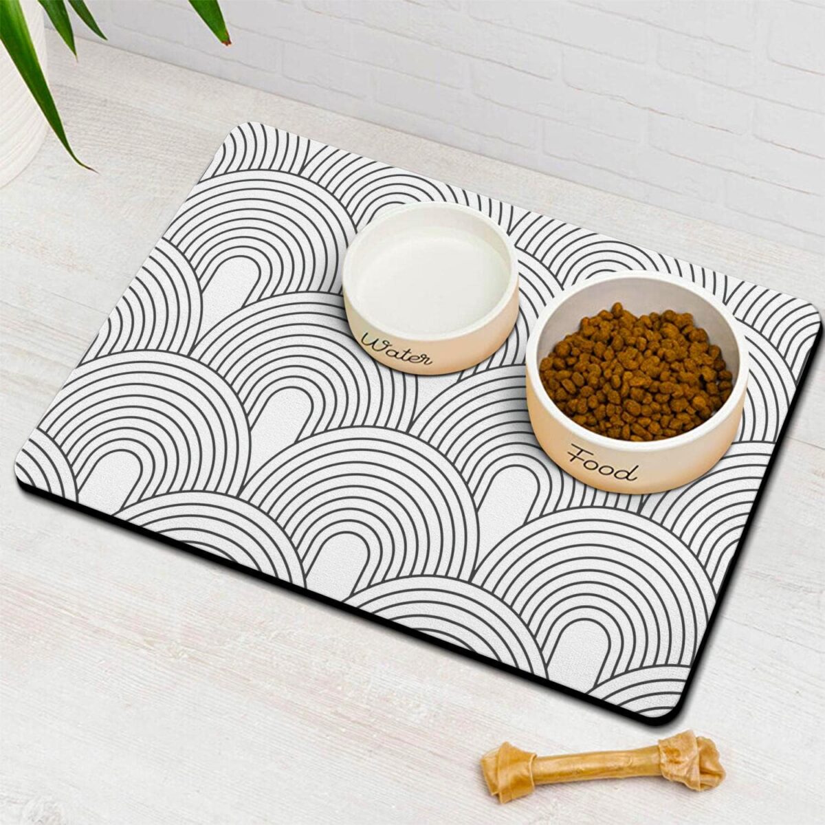 Dog Food Mats for Floors Absorbent, Pet Cat Food Mat - Quick Dry Dog Bowl Mats for Food and Water, Eco-Friendly Boho Pet Supplies - Image 1