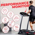 Sunny Health & Fitness Premium Folding Treadmill for Home with Adjustable Incline, Shock Absorption, Digital Monitor, Pulse Sensors, Speed Buttons, Optional Free SunnyFit App Bluetooth Connection - Image 4