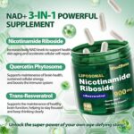NAD Nicotinamide Riboside Resveratrol, Liposomal NAD Supplements for Women & Men, NMN Supplement Alternative, NAD Supplement - 100 Capsules - Image 6