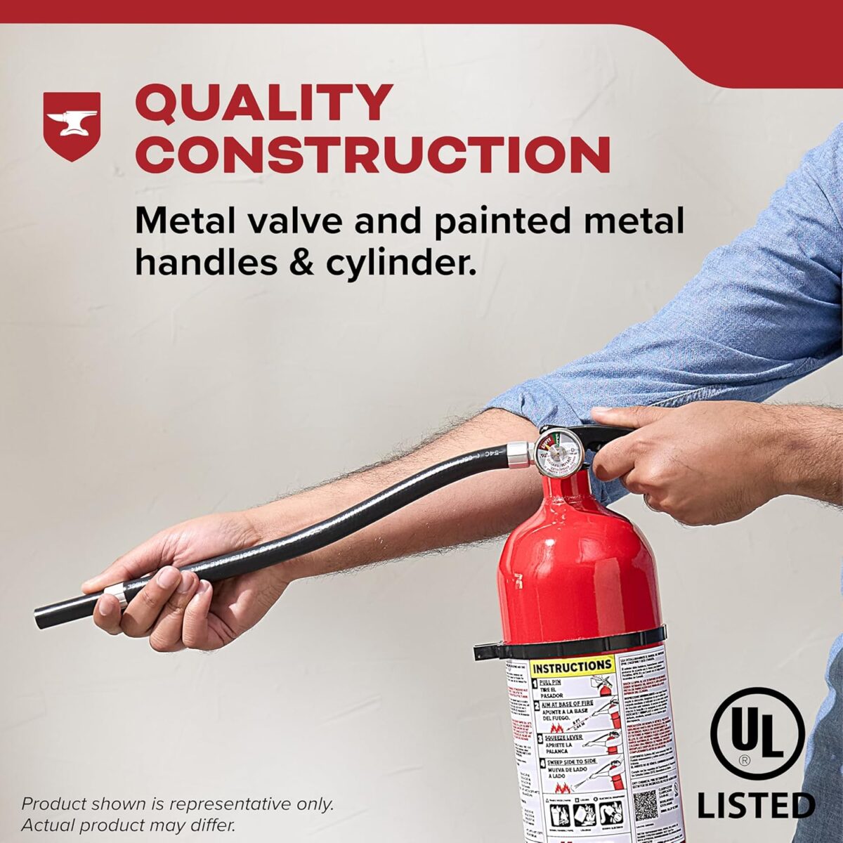 Kidde Fire Extinguisher for Home & Office Use, 2-A:10-B:C, 4 Lbs., Hose & Wall Mount (Included) - Image 4