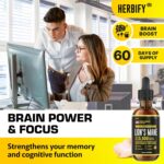 HERBIFY Lions Mane Supplement - Daily Mushroom Supplement for Memory, Focus & Clarity - Brain Booster - Lions Mane Tincture for Immune Support - 4 Fl oz - Image 2