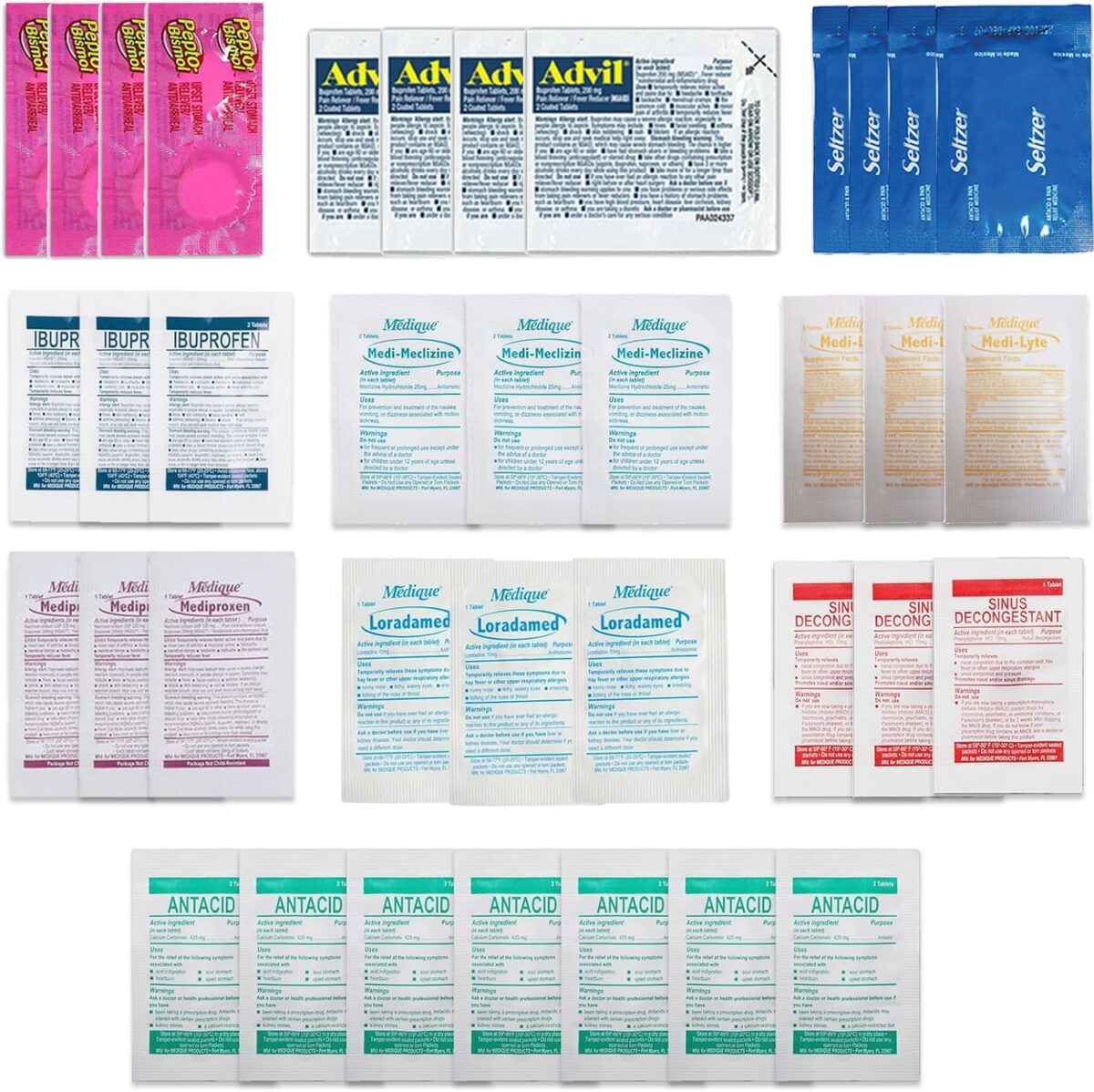 Travel Essentials Medicine Variety Pack with Travel RX Kit & Travel Medicine Kit for Travel, Work, Camping, Cruises - 37 Individually Wrapped Travel Size Medicine Packets (2 Pack) - Image 1