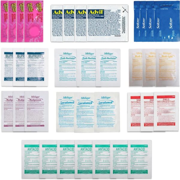 Travel Essentials Medicine Variety Pack with Travel RX Kit & Travel Medicine Kit for Travel, Work, Camping, Cruises - 37 Individually Wrapped Travel Size Medicine Packets (2 Pack)
