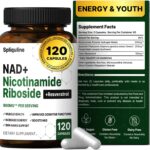 NAD Supplement with Resveratrol, Quercetin & Nicotinamide Riboside for Cellular Energy & Muscle Support, NAD+ Supplement for Men & Women, 120 Count