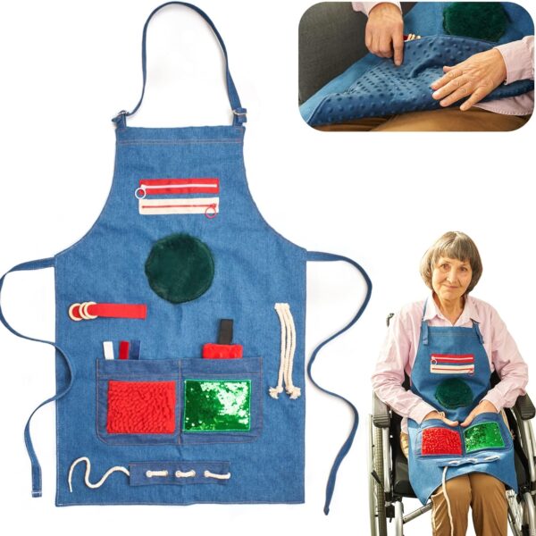 ODOXIA Fidget Apron for Elderly | Fidget Blanket for Dementia | Dementia Products for Elderly | Gift and Activities for Seniors with Alzheimer’s or Dementia | Sensory Fidget Toys