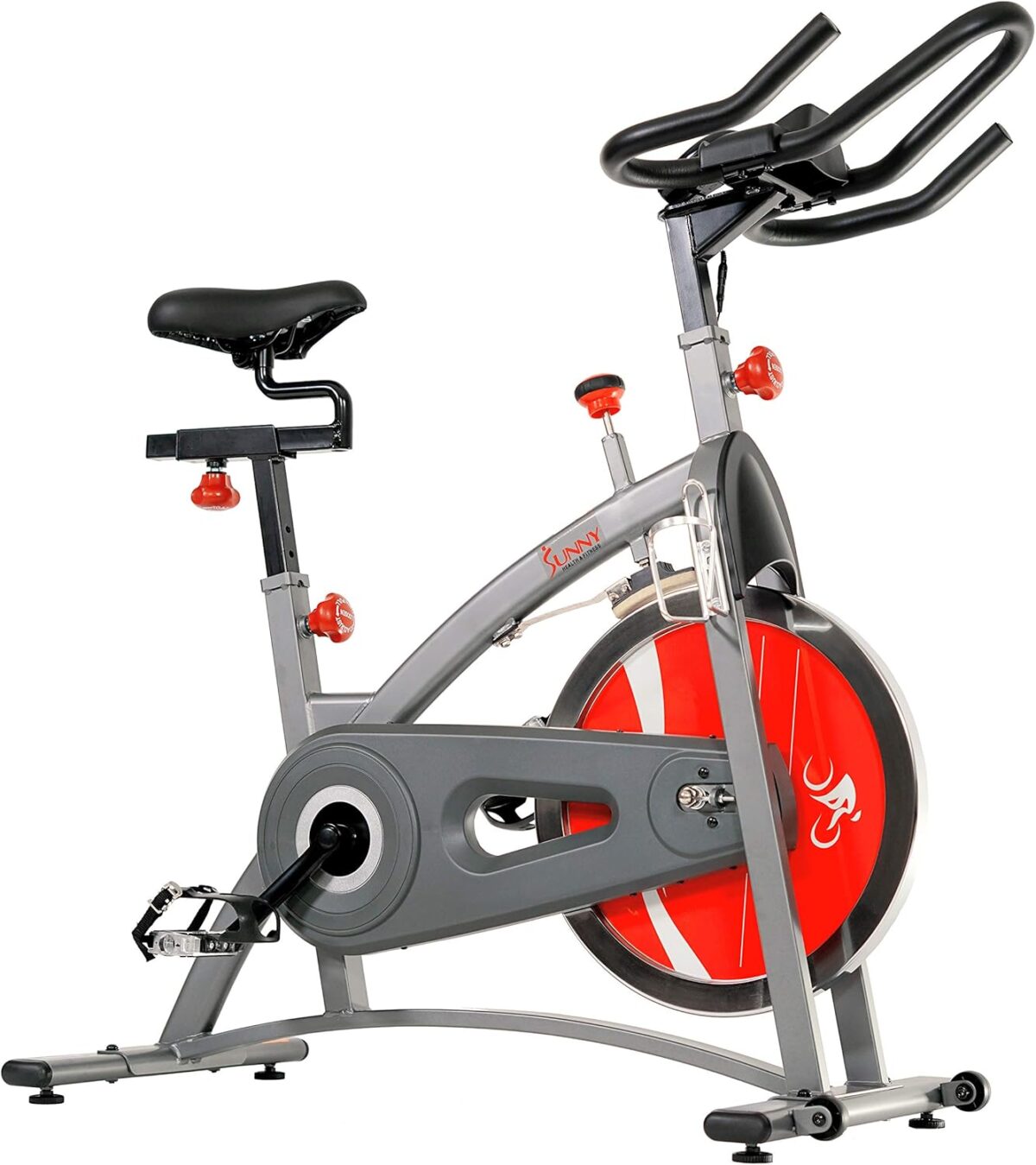 Sunny Health & Fitness Stationary Exercise Bike Machine w/4-Way Adjustable Cushion Seat & Multi-Grip Handlebar, Indoor Cycling Equipment for Home Cardio Training, Optional Heavy-Duty & 40LB Flywheel - Image 7