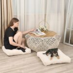 22 inches Meditation Pillow, 2 Pack Square Large Floor Cushions for Adults, Thick Corduroy Floor Pillows for Sitting, Yoga, Living Room, Sofa, Tatami, Beige - Image 6