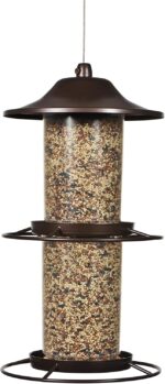 Perky-Pet 325SCOMBO-1SR Large 2-Tier Outdoor Panorama Wild Bird Feeder with Hanging Hook - 4.5 lb Seed Capacity
