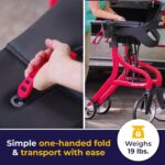 Drive Medical Nitro Sprint Foldable Rollator Walker with Seat, Standard Height Lightweight Rollator with Large Wheels, Folding Rolling Walker, Walker Rollator with Seat, Red - Image 6