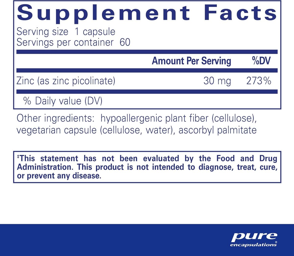 Pure Encapsulations Zinc 30 mg - Supplement for Immune System Support, Growth and Development, and Wound Healing* - with Zinc Picolinate 30 mg - 60 Capsules - Image 2