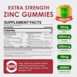 Zinc Gummies + Copper, Selenium, Vitamin C & D3, Fermented Zinc Supplements for Women and Men with Elderberry for Daily Immune Support, Powerful Antioxidant, High Absorption, Vegan, Sugar Free, 2 Pack - Image 2