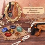 Crystals Necklace Holders and Healing Stones Set, 6Pcs Adjustable Crystal Cage with 7 Chakra Crystals and Healing Stones for Yoga, Meditation, Jewelry Gift and Home Decor - Image 3