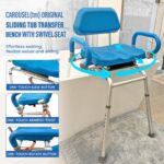 Platinum Health Carousel Sliding Shower Chair Tub Transfer Bench with Swivel Seat, Premium Padded, Pivoting Arms, Adjustable Space Saving Design for Tubs, Inside Shower, for Handicap & Seniors, Blue - Image 2